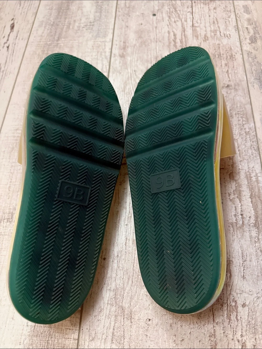 Tory Burch Iridescent Cream Jelly Slide Sandals with Teal Footbed